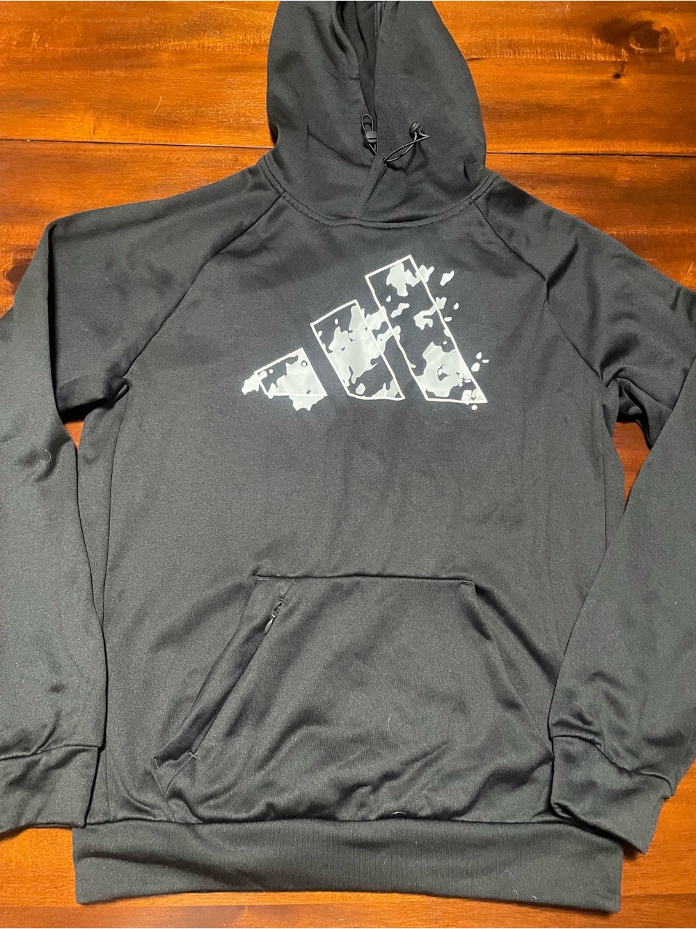 adidas Black Hoodie with Gray Camo Logo